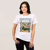 白樺の木々越しに見える丘の町 トライブレンドTシャツ (正面全面)