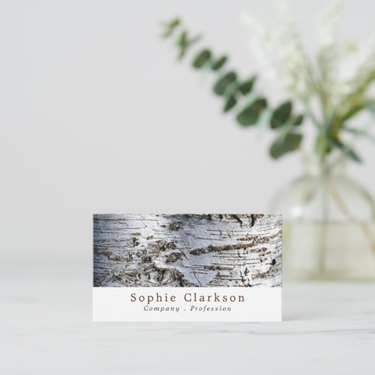 白樺の木の木目の効果素朴、 名刺 (スタンド正面)