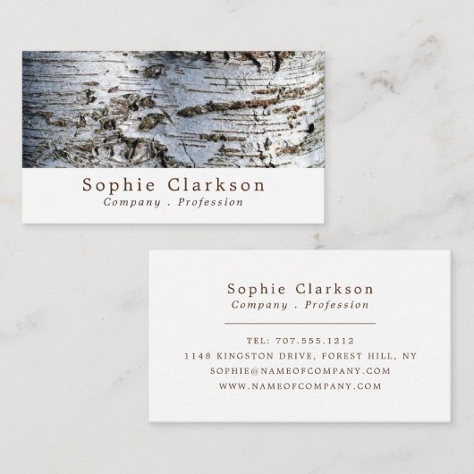 白樺の木の木目の効果素朴、 名刺 (正面/裏面)