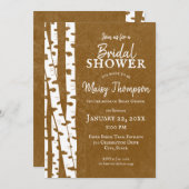 白樺の木の牧歌的な森のブライダルシャワー 招待状 (正面/裏面)