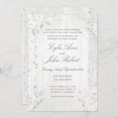 白樺の木の白い森のウェディング 招待状 (正面/裏面)