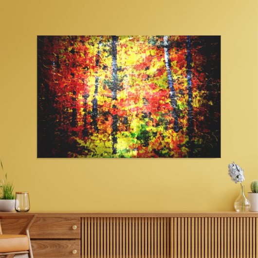 白樺の木ツリー絵画抽象芸術の秋 キャンバスプリント (インサイチュ (リビング))