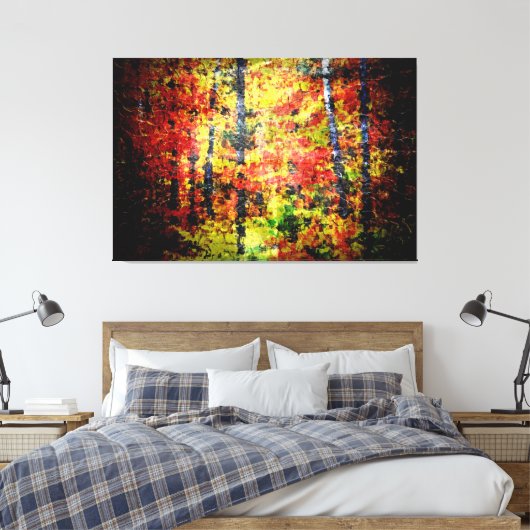 白樺の木ツリー絵画抽象芸術の秋 キャンバスプリント (インサイチュ (寝室))