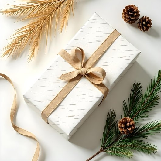 白樺の木バークウッドグレインツリーのテクスチャクリスマス ラッピングペーパー