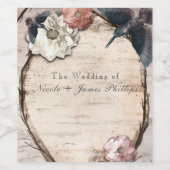 白樺の木素朴フローラ&ハミングバードワインラベル ワインラベル (シングルラベル)