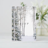 白樺の松の木の冬のライトと星 出欠カード (スタンド正面)