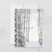 白樺の松の木 冬のライト 星 出欠カード (正面)