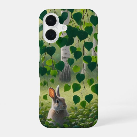 白樺の森のウサギ iPhone スリムケース 16ケース (裏面)