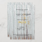 白樺の森の冬のウェディング 招待状 (正面/裏面)