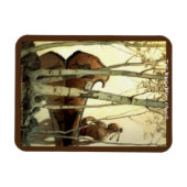 "白樺の樹皮のカヌー" マグネット (横)
