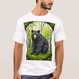 🐻 白樺林のクロクマで自然冒険 Tシャツ