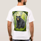 🐻 白樺林のクロクマで自然冒険 Tシャツ (裏面)