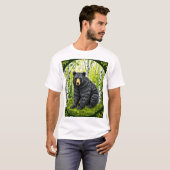 🐻 白樺林のクロクマで自然冒険 Tシャツ (正面フル)
