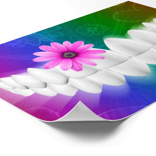 白歯スマイルピンク花歯医者ポスター ポスター (角)