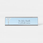 白歯科鏡歯ブラシ デスクネームプレート (正面)