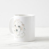 白毛羽の可愛い白毛犬MUG ©dianeheller2020 コーヒーマグカップ (正面左)