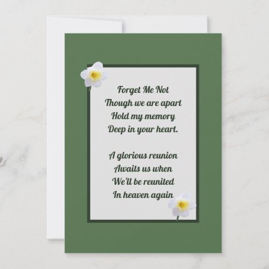 白水仙の愛のメモリースクエア写真記念碑 招待状 (裏面)