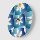 白水仙パターン ラージ壁時計 (傾斜)