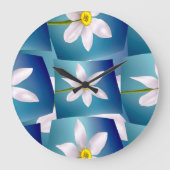 白水仙パターン ラージ壁時計 (正面)