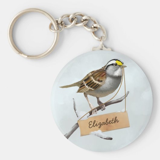 白水切りスパロー名前をカスタムする キーホルダー (正面)