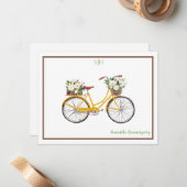 白水彩フローラ自転車モノグラム名 ノートカード (正面/裏面インサイチュ)