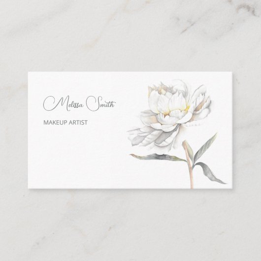 白水彩牡丹の花 名刺 (正面)