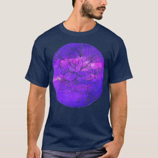 白水彩牡丹の花 Tシャツ