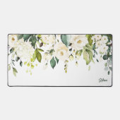 白水彩紫陽花とバラ パーソナライズされた デスクマット (正面)