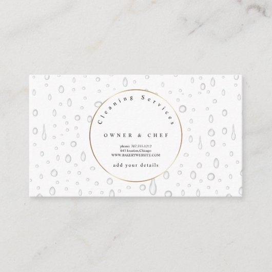 白水滴パターンデザイン清掃業 名刺 (正面)