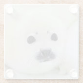 白海の氷のベビーのタテゴトアザラシ子犬 ガラスコースター (裏面)