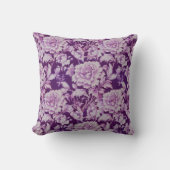 白淡い色の/紫の繰り返しバラパターン クッション (正面)