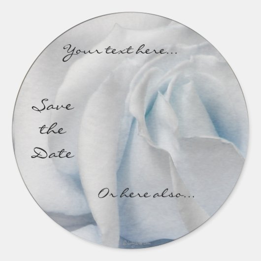 白渦巻形の淡い色のと青のバラ結婚式用シール ラウンドシール (正面)