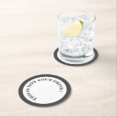 白灰色おもしろいで文字を飲む ラウンドペーパーコースター (インサイチュ)