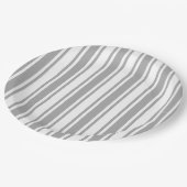白灰色のキャンディストライプー ペーパープレート (アングル)