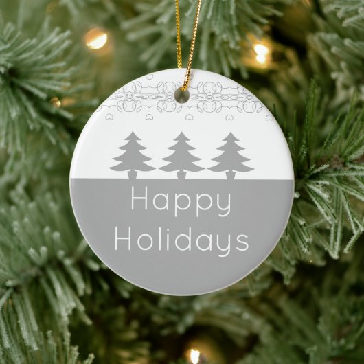 白灰色のクリスマスアート。 セラミックオーナメント (ツリー)