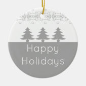 白灰色のクリスマスアート。 セラミックオーナメント (正面)