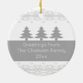 白灰色のクリスマスアート。 セラミックオーナメント (裏面)