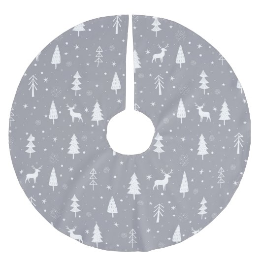 白灰色のクリスマス ブラッシュドポリエステルツリースカート (正面)