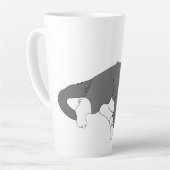 白灰色のタキシード猫 カフェラテマグ (左アングル)