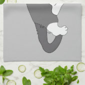 白灰色のタキシード猫 キッチンタオル (折り畳み)