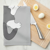 白灰色のタキシード猫 キッチンタオル (四つ折り)