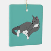 白灰色のタキシード猫 セラミックオーナメント (右)