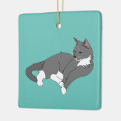 白灰色のタキシード猫 セラミックオーナメント (左)