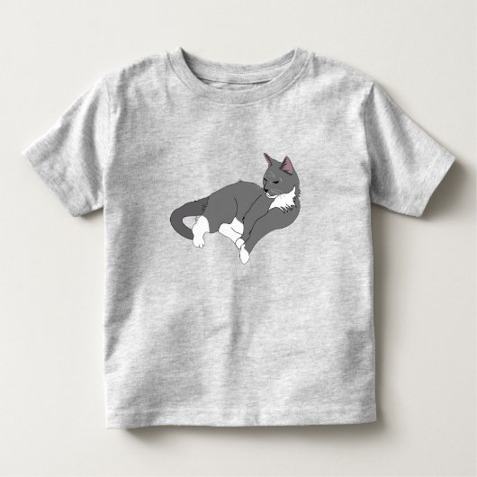 白灰色のタキシード猫 トドラーTシャツ (正面)