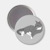 白灰色のタキシード猫 マグネット (正面/裏面)