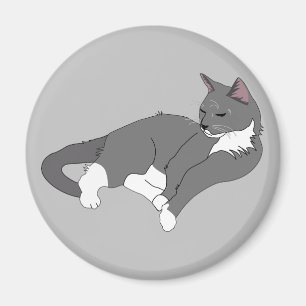 白灰色のタキシード猫 マグネット