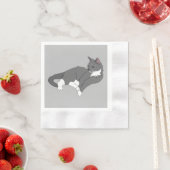 白灰色のタキシード猫 縁ありカクテルナプキン (インサイチュ)