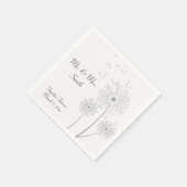 白灰色のタンポポ結婚ンのナプキン スタンダードカクテルナプキン (角)