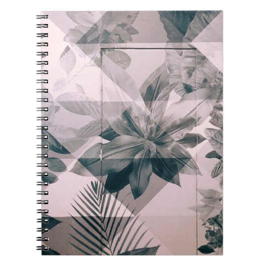白灰色のフローラ絵を描壁及び扉 ノートブック (正面)