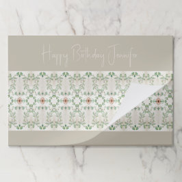 白灰色のフローラ設計紙ランチョンマット ペーパーパッド